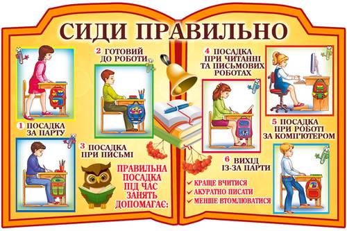 Стенд для початкової школи "Сиди правильно"